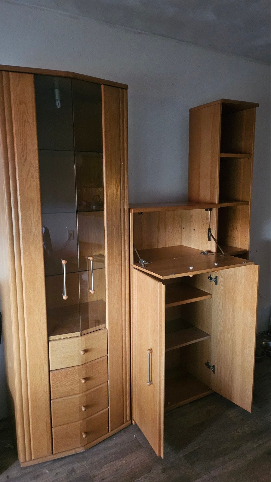 3-delige kast: vitrinekast, secretaire en boekenkast, Ophalen, Gebruikt