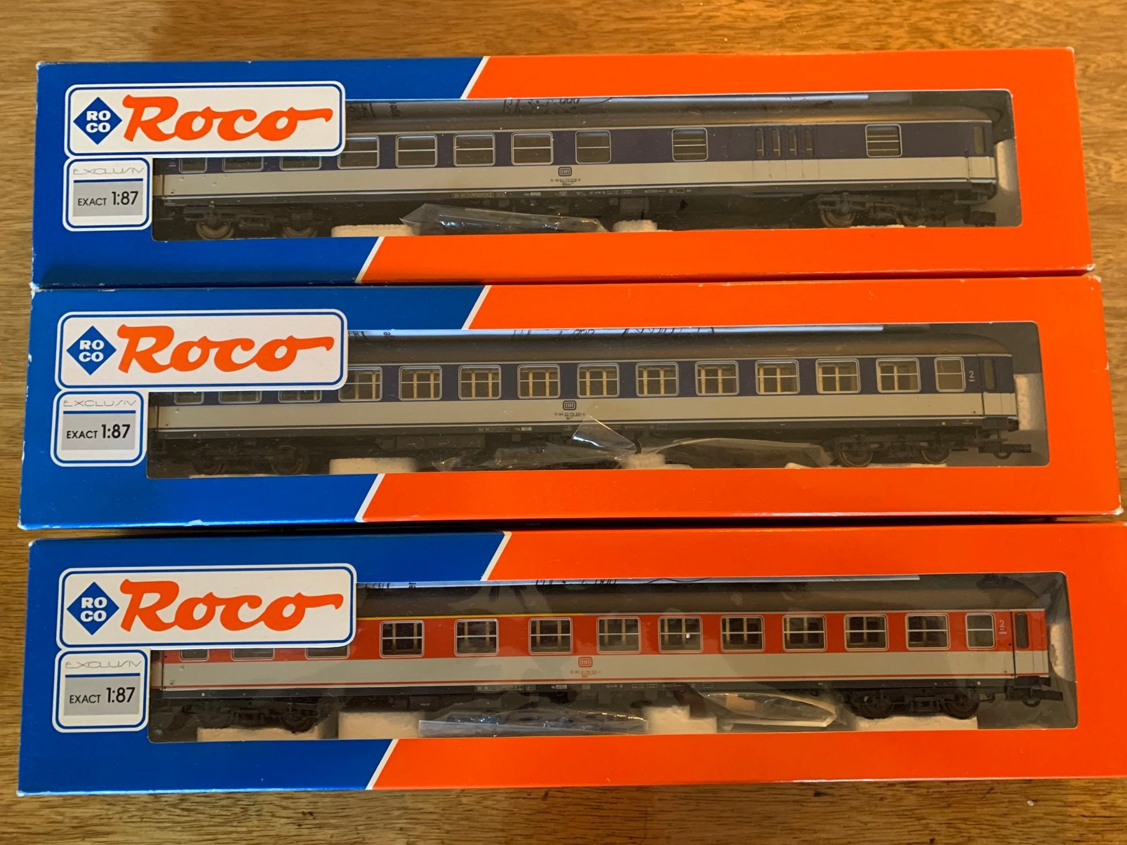 Roco 44917/18/20: DB poprijtuigen met verlichting, Gelijkstroom, Wagon, Ophalen of Verzenden, Zo goed als nieuw