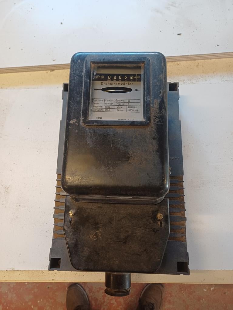 Oude 3-fase draaistroommeter, Doe-het-zelf en Verbouw, Meetapparatuur, Ophalen of Verzenden, Gebruikt, Elektriciteit