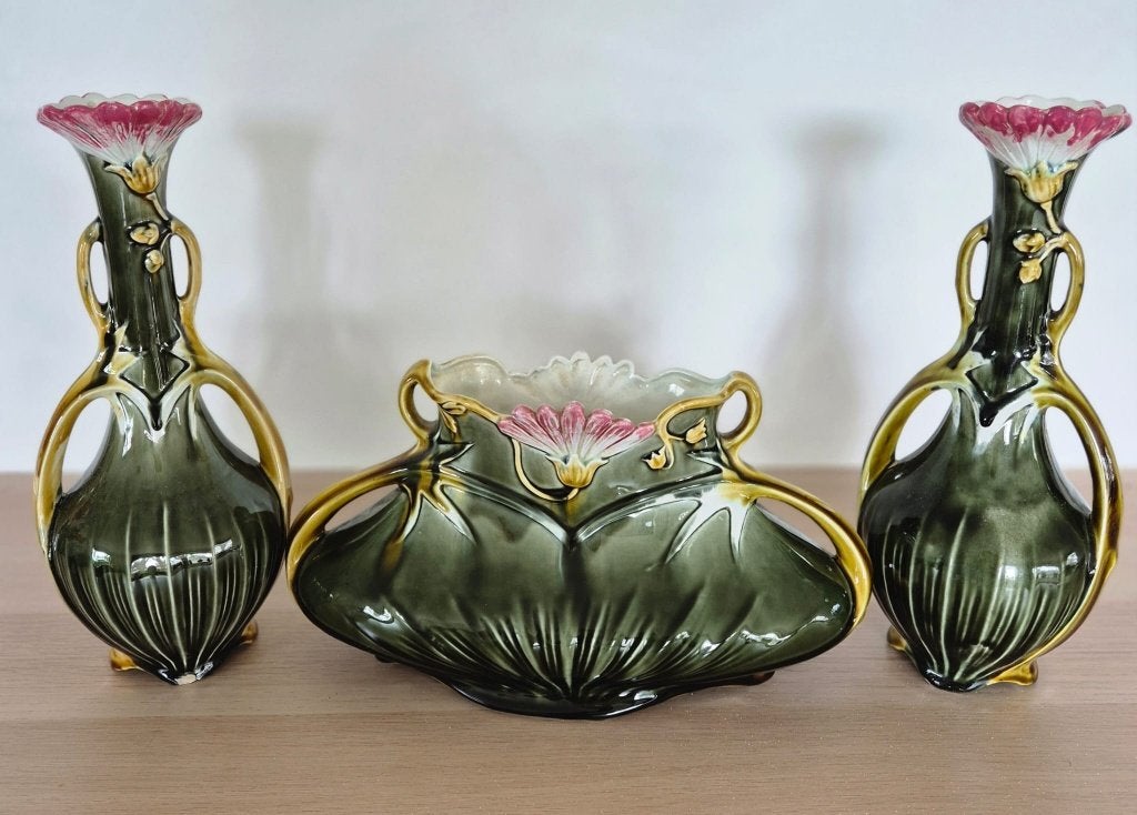 Art Nouveau - Jugendstil - Barbotine - Majolica - Jardinière, Ophalen