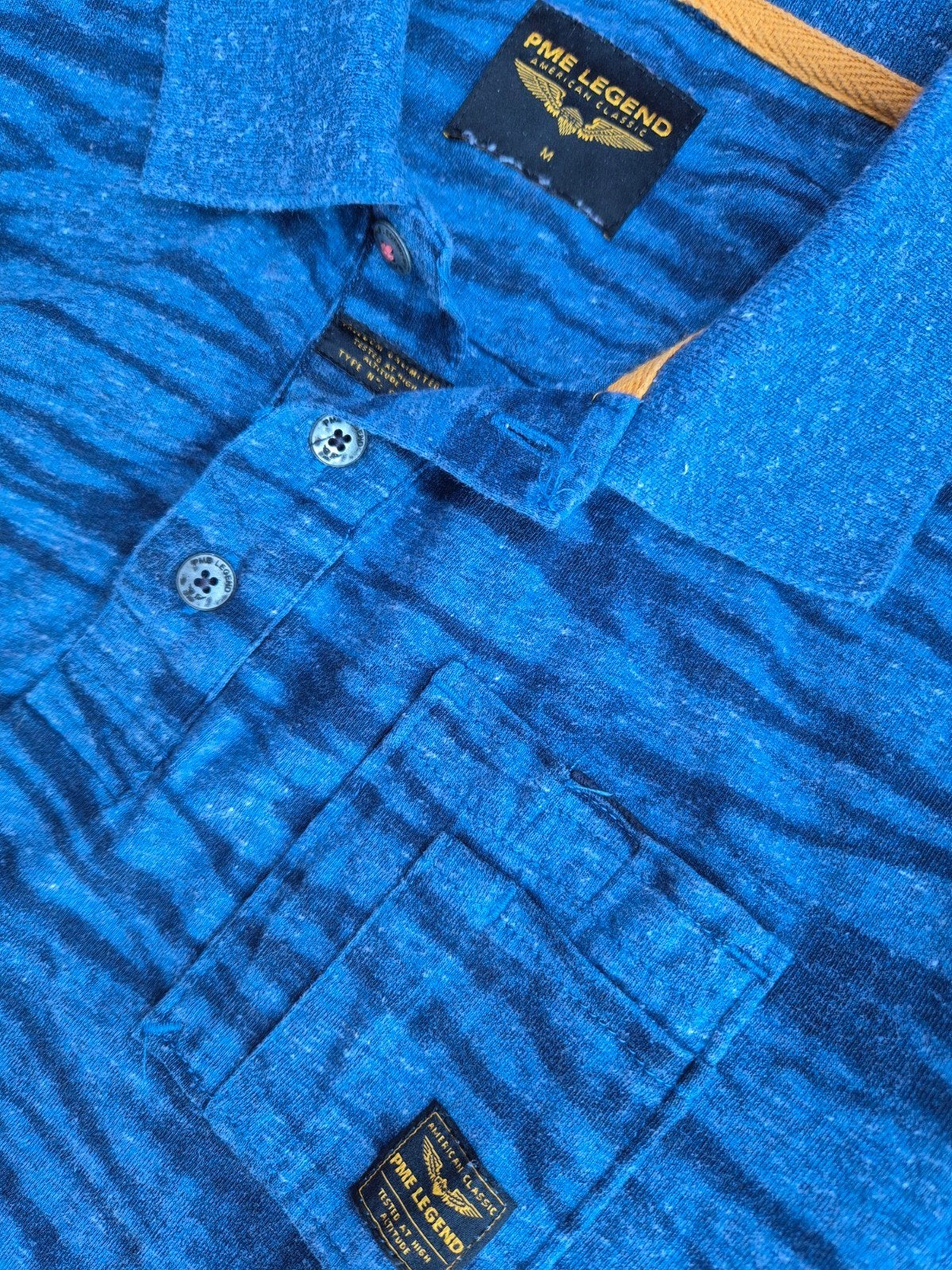 Pme Legend Pall Mall polo shirt Jeans Blauw Prints maat M, ., Ophalen of Verzenden, Zo goed als nieuw, .