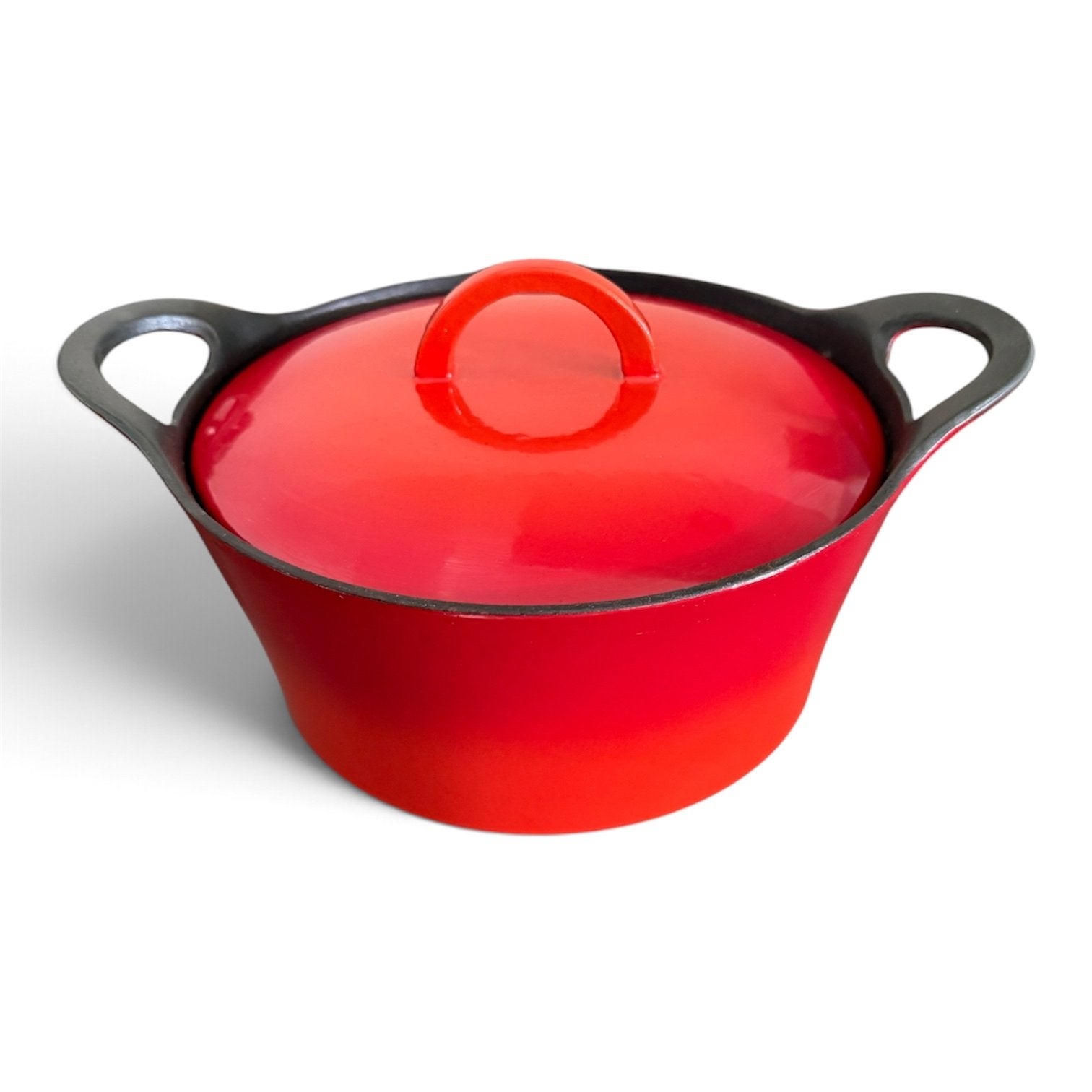 Hackman Braadpan 25 cm - Gietijzeren Kookpan Rood, Gebruikt, Met deksel, Ophalen of Verzenden, Overige merken