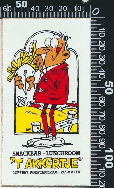Sticker: Snackbar Lunchroom Het Akkertje - Rosmalen, Ophalen of Verzenden, Zo goed als nieuw, Bedrijf of Vereniging