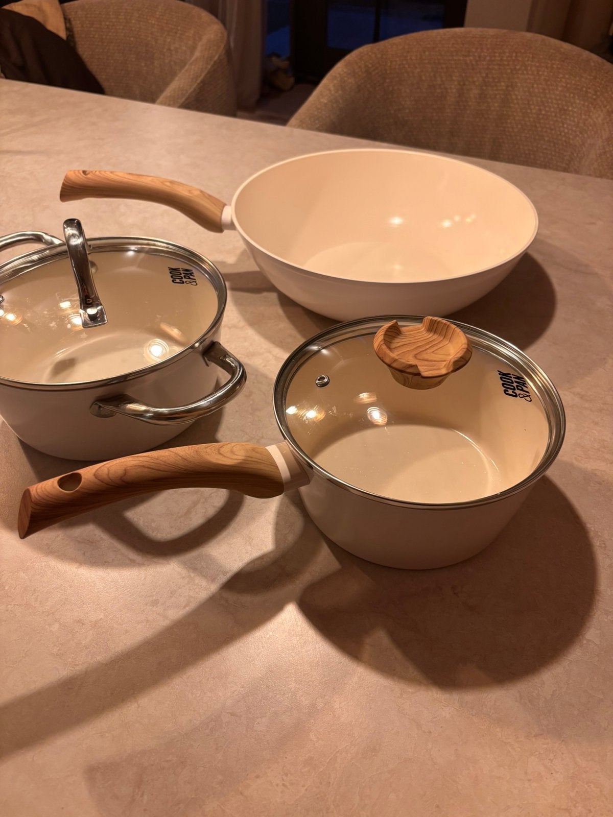 Cook & Pan Go Ivory Pannenset Creme, Ophalen, Zo goed als nieuw, Rvs, Pannenset