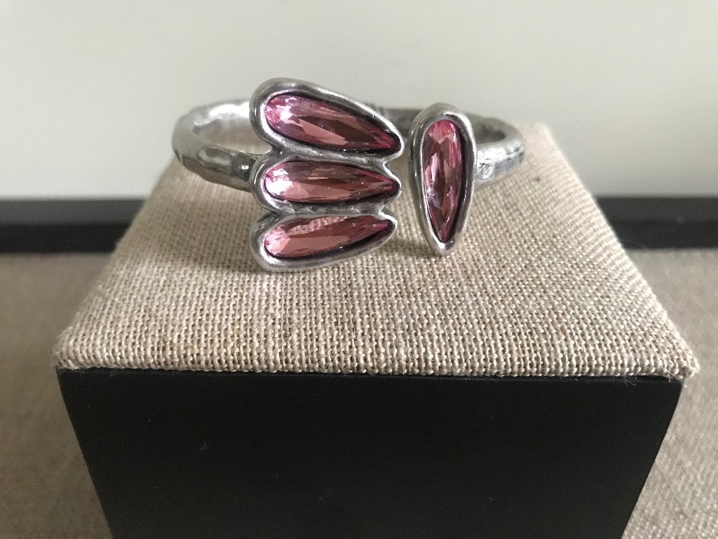 Zamak armband (6A)(48,- = 14,50) rose Swarovski-stenen, Met kristal, Overige materialen, Nieuw, Ophalen of Verzenden