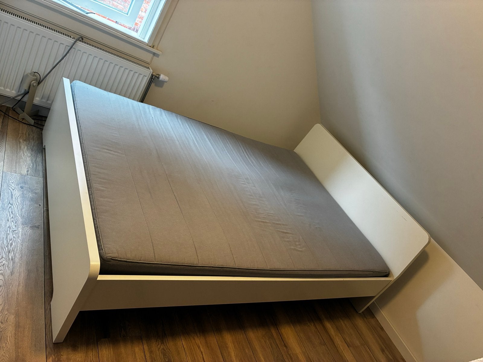 IKEA Bed 140x200 met lattenbodem en evt Sultan matras, Gebruikt, Wit, Tweepersoons, 200 cm