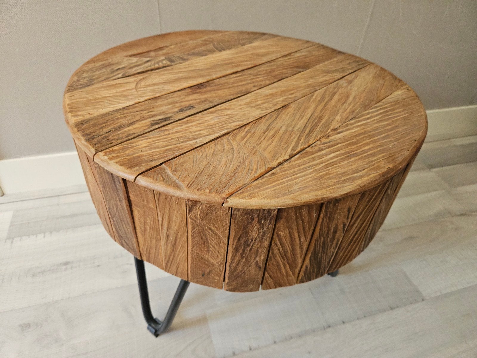Ronde teakhouten bijzettafel – Ø50 cm, Ophalen, Gebruikt, 50 tot 100 cm, 50 tot 100 cm