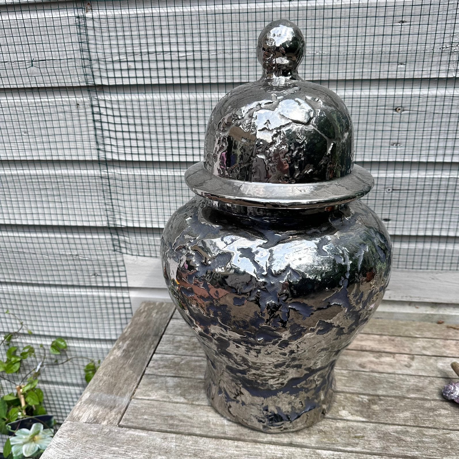 Zilverkleurige vaas, Antiek en Kunst, Ophalen