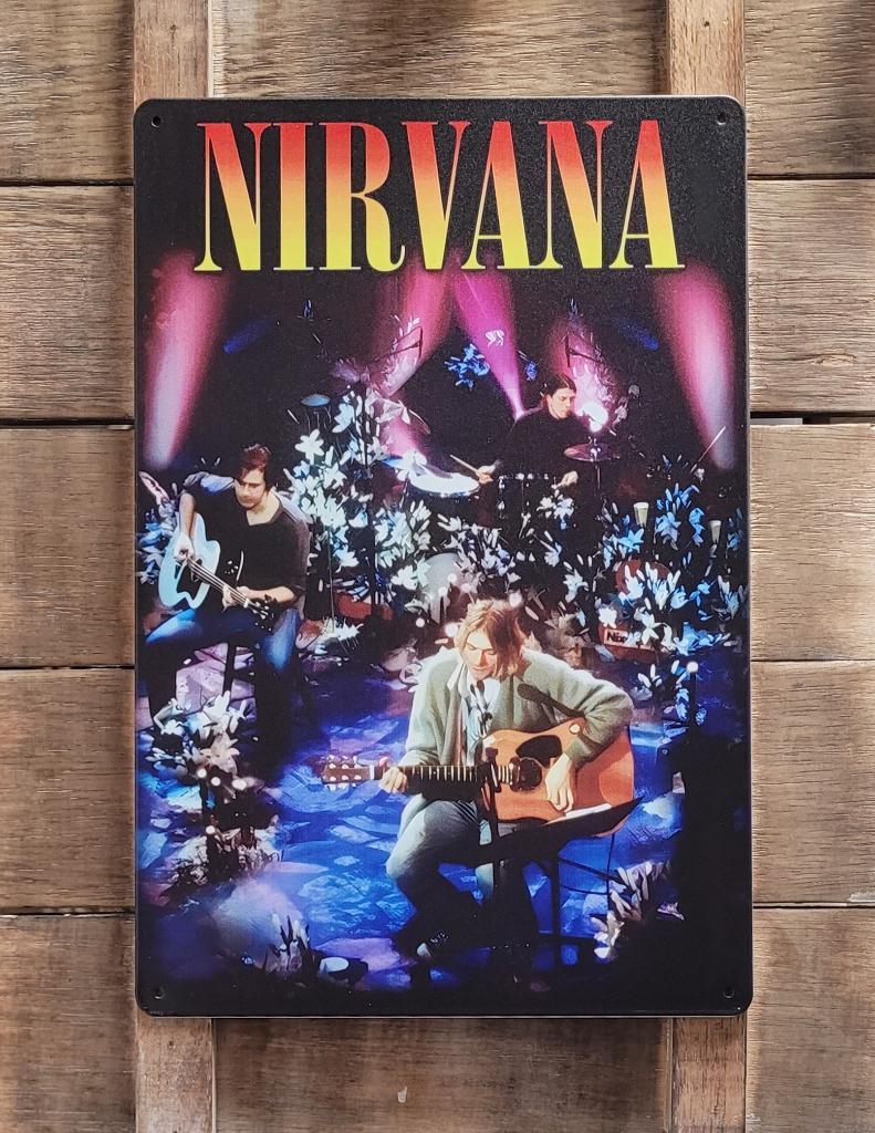 Nirvana Unplugged reclamebord van metaal wandbord deco, Verzamelen, Info@deconoord.nl, Deco Noord, Nieuw, Ophalen of Verzenden