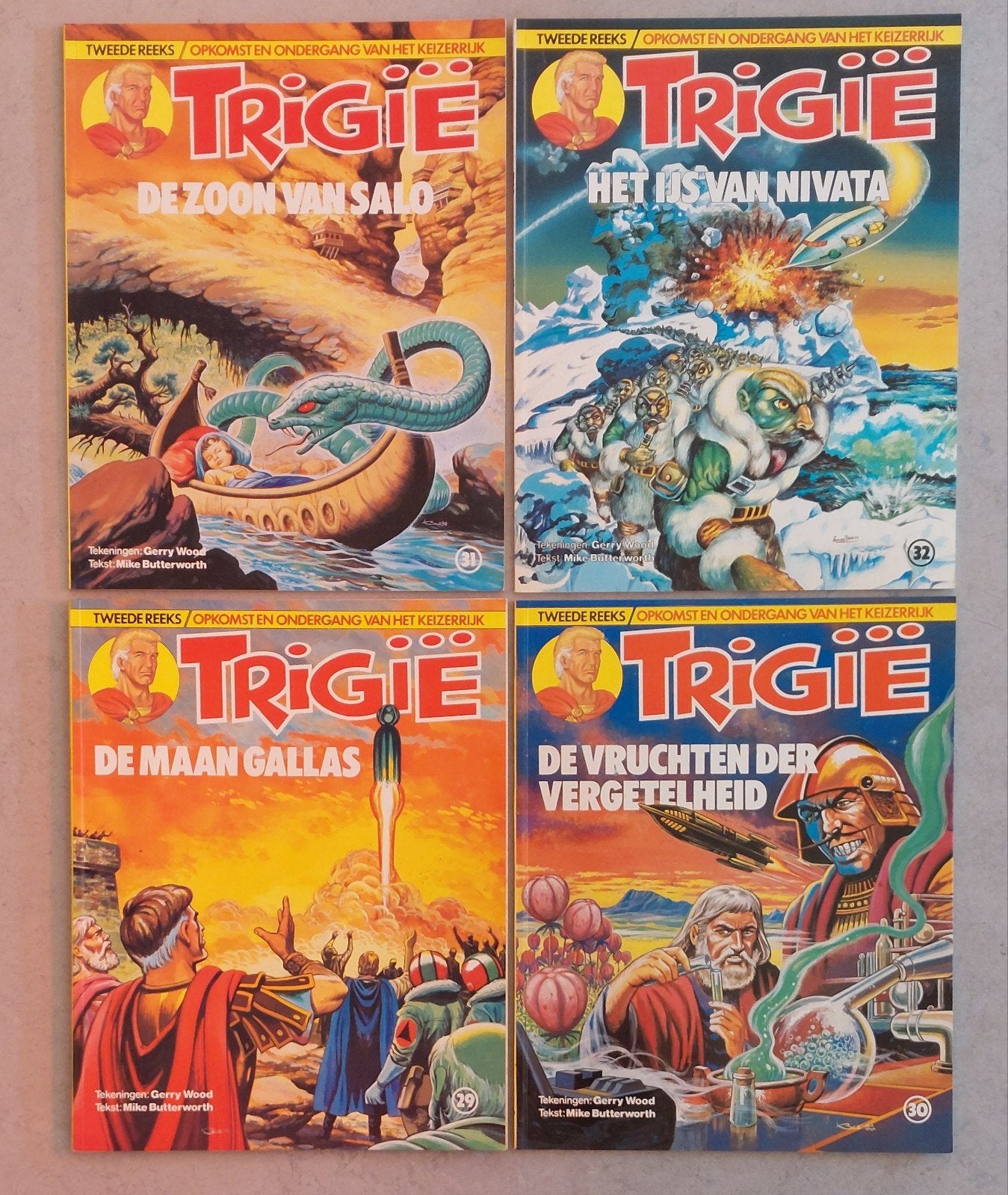 Trigie stripboeken - deel 29, 30, 31, 32 ( 1e druk, 4 delen), Gelezen, Ophalen of Verzenden, Meerdere stripboeken, Mike Butterworth