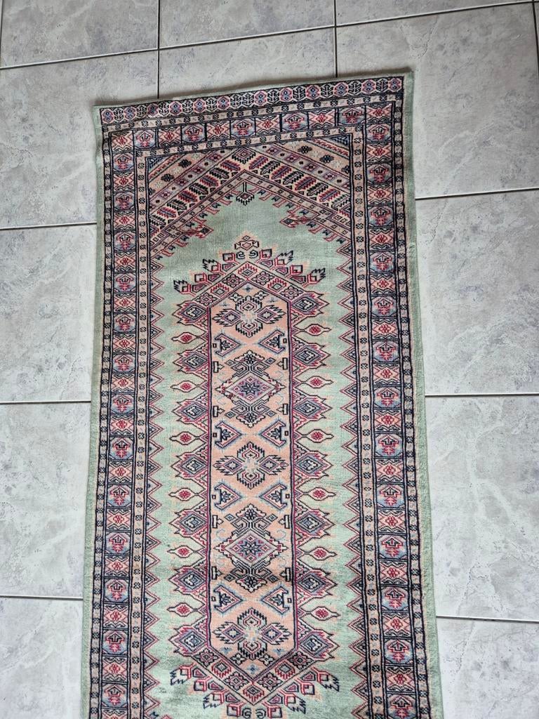 Perzisch tapijt 186 x 79 handgemaakt, Ophalen, Groen, Rechthoekig, 50 tot 100 cm