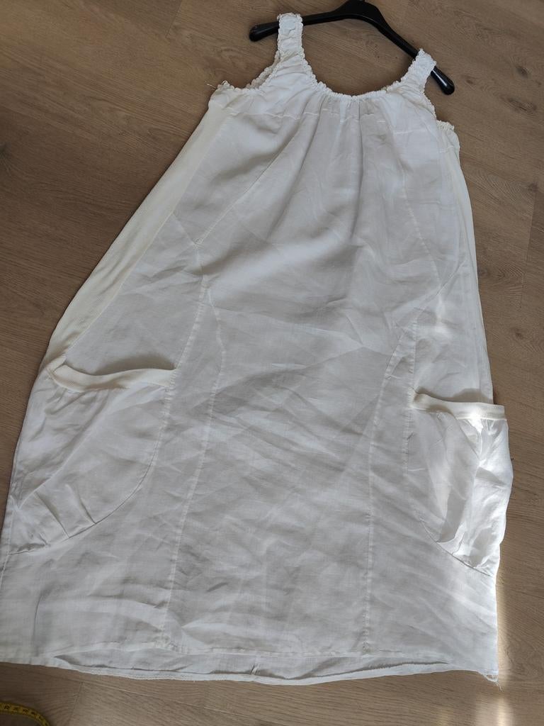 Wit linnen zomer jurk L-Xl fris luchtig hemd model ballon, Kleding | Dames, Wit, Maat 42/44 (L), Ophalen of Verzenden, Knielengte