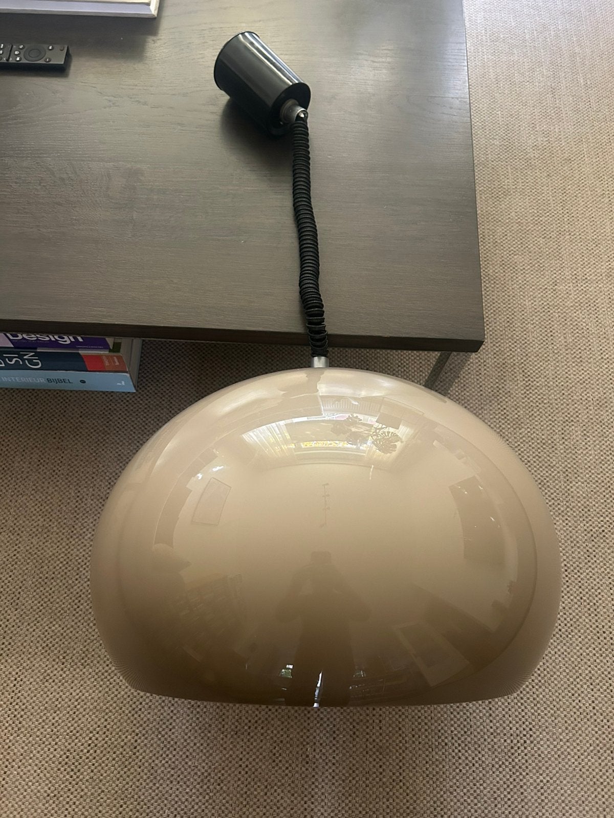 Mooie vintage mushroom hanglamp, space age 1974, Kunststof, Gebruikt, Mid-Century / Space Age, E27 (groot)