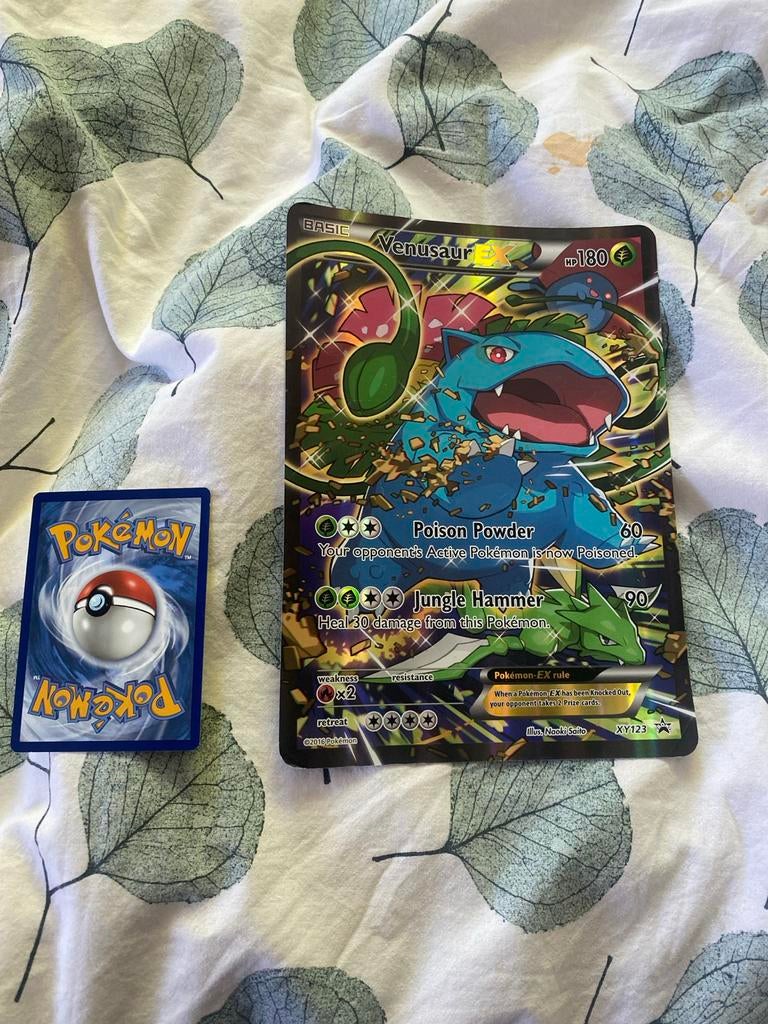 Venusaur EX Jumbo Pokémon Kaart - Beetje schade, Ophalen of Verzenden, Gebruikt, Losse kaart