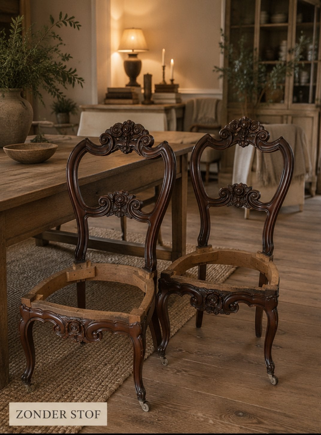 Antiek franse Louis XV stoelen op wieken notenhout, Antiek en Kunst, Ophalen
