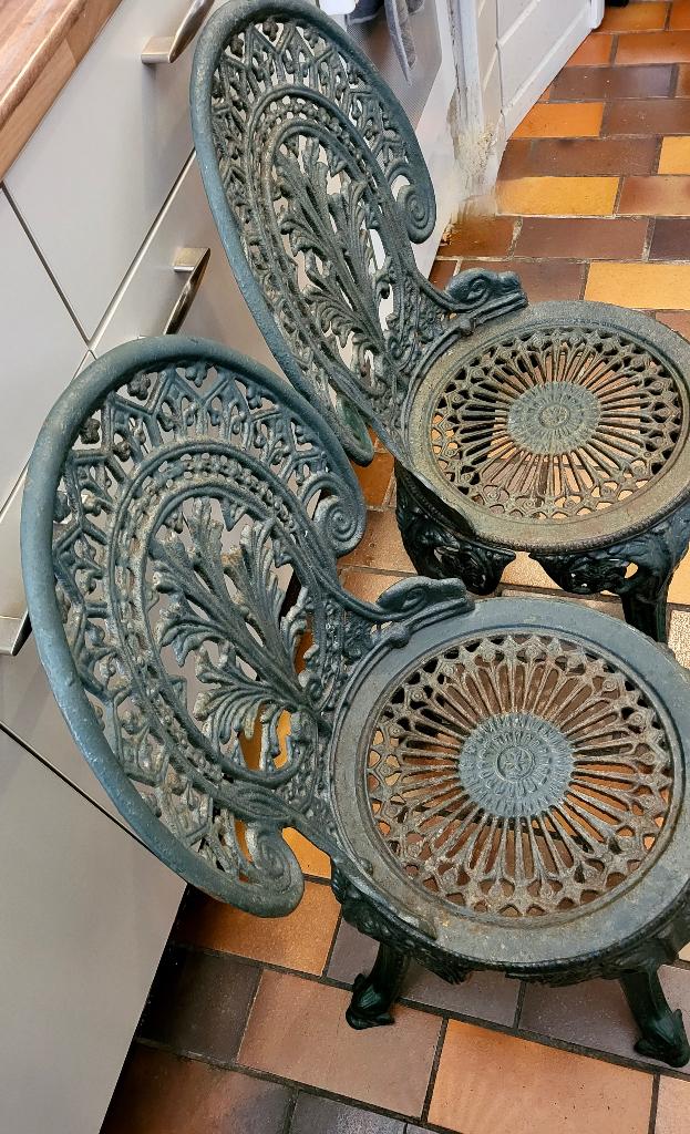 ~ French Victorian Cast Iron gietijzer Tuinstoelen ~, Ophalen
