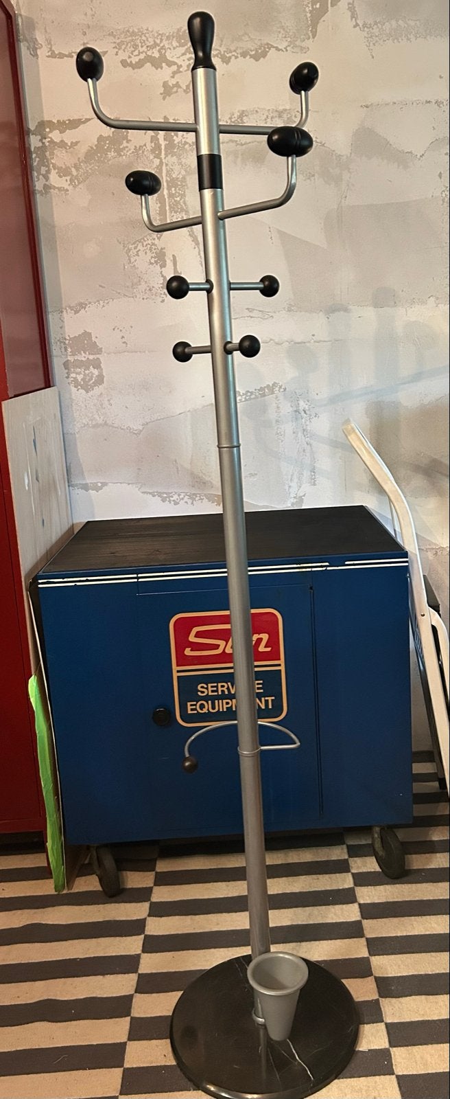 Staande kapstok met marmeren voet en paraplubak, Ophalen, Gebruikt, Metaal, Staande kapstok