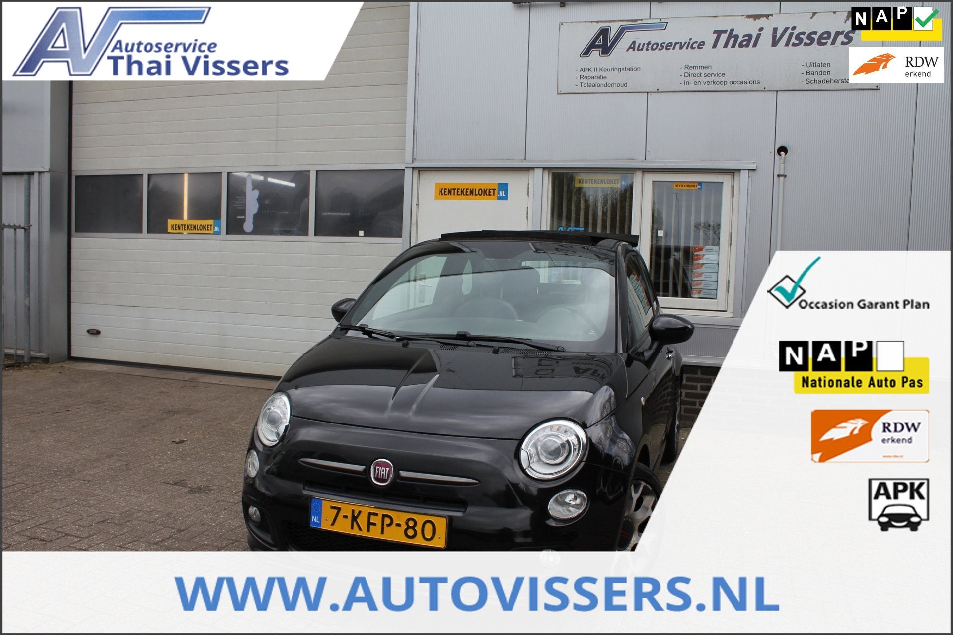 Fiat 500 0.9 TwinAir 500S Cabrio Automaat Leder LMV Pdc Apk, Auto's, Euro 5, 86 pk, Gebruikt, Zwart