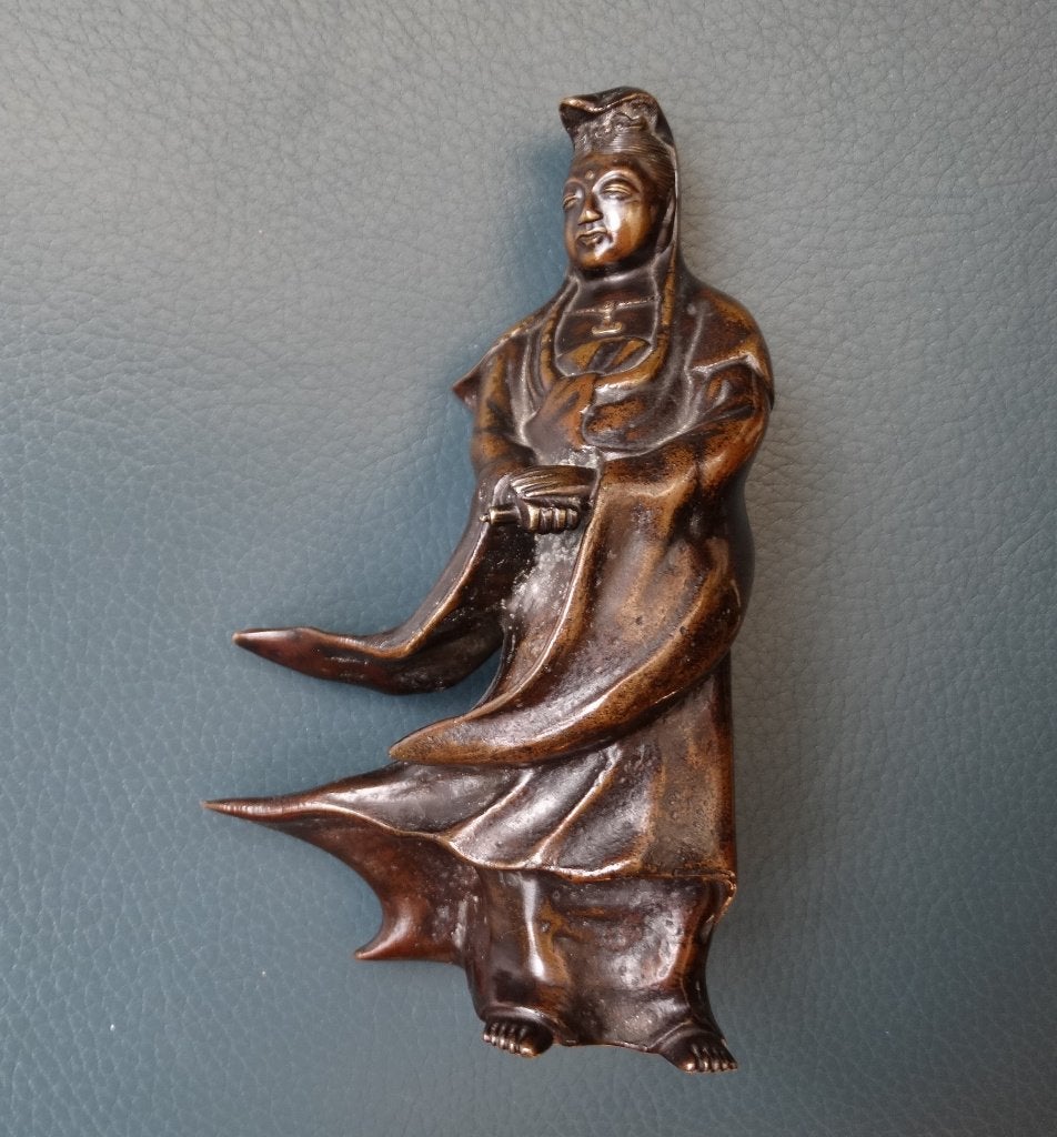 Antiek chinees bronzen beeldje godin Guanjin, Quanyin, China, Verzenden, Brons