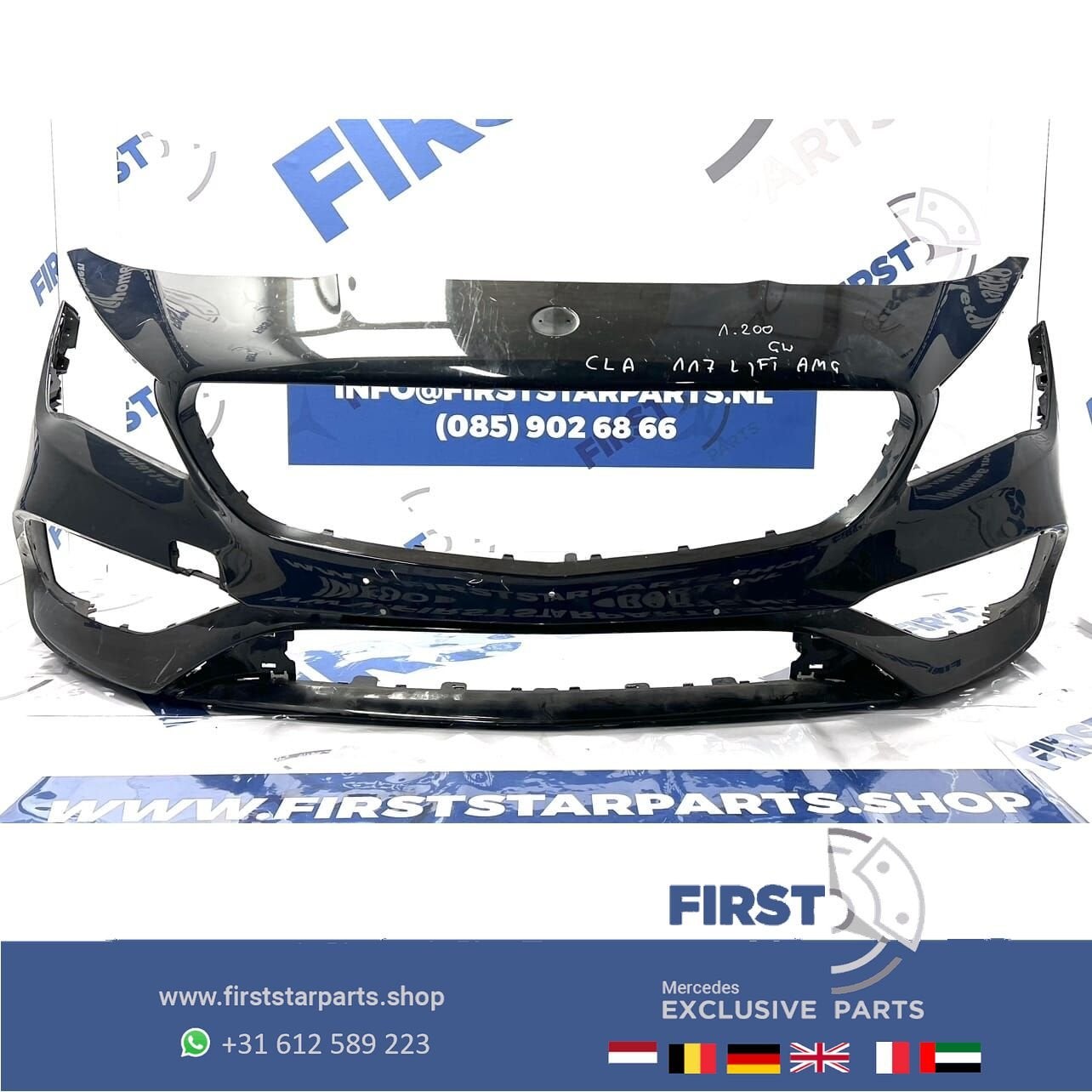 W117 C117 X117 CLA FACELIFT 45 AMG VOORBUMPER ZWART Mercedes, Gebruikt, -, Voor, Ophalen of Verzenden