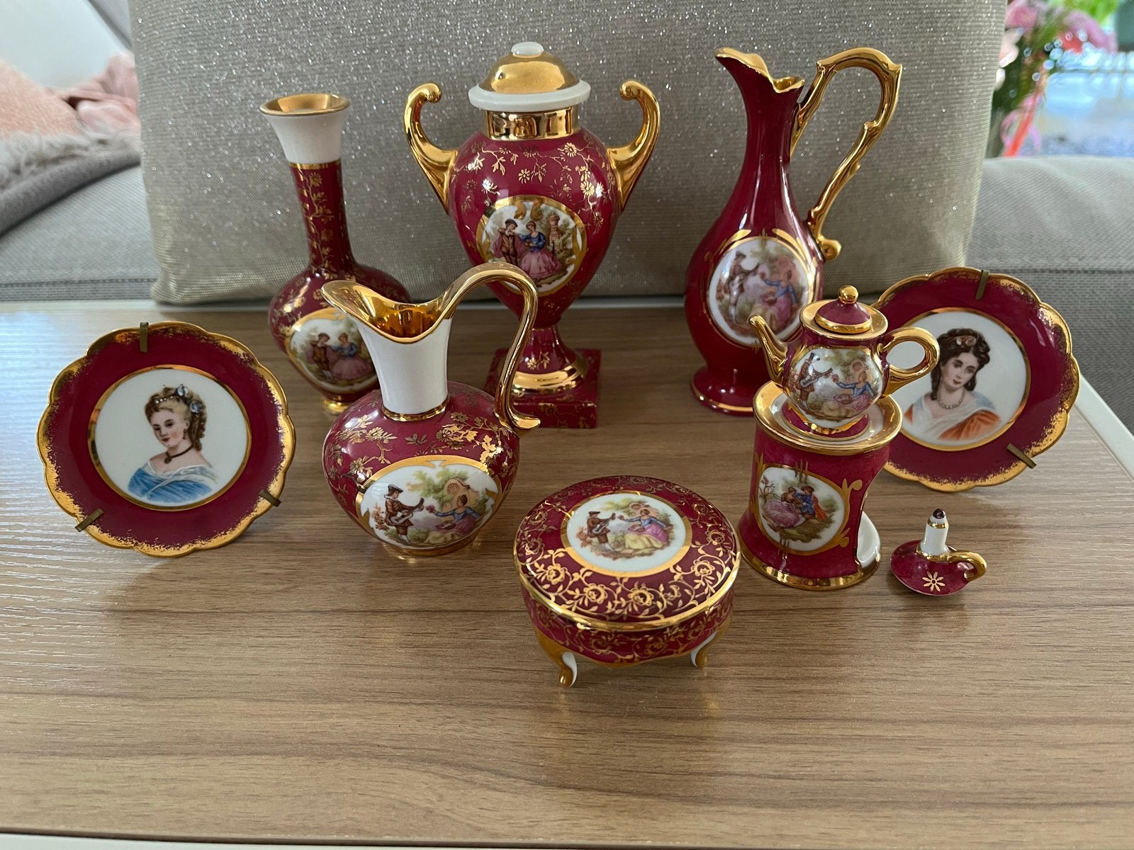 Limoges porseleinen miniatuur set - 8 stuks, Ophalen of Verzenden