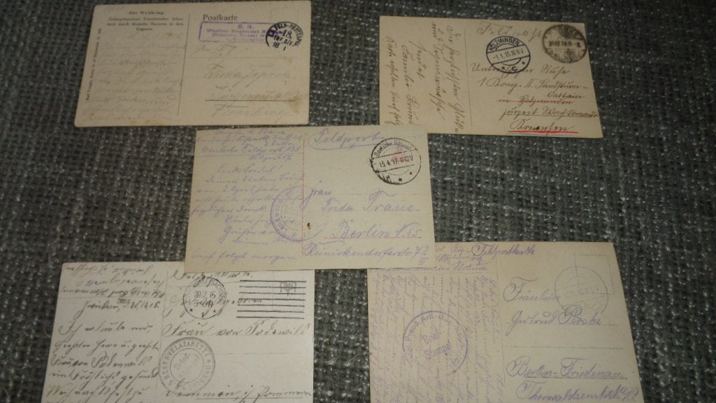 5 st Duitse wo1 Feldpost kaarten oorlog soldaat set, Verzenden, Overige soorten, Duitsland, Overige typen
