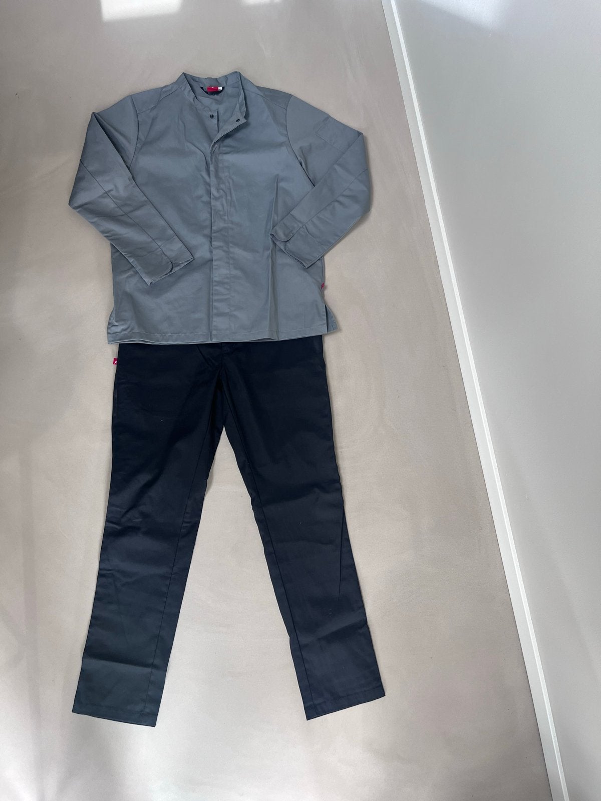 Degers koksbuis en broek - Maat M/C50, Kleding | Heren, Ophalen of Verzenden, Zo goed als nieuw, Maat 48/50 (M), Grijs