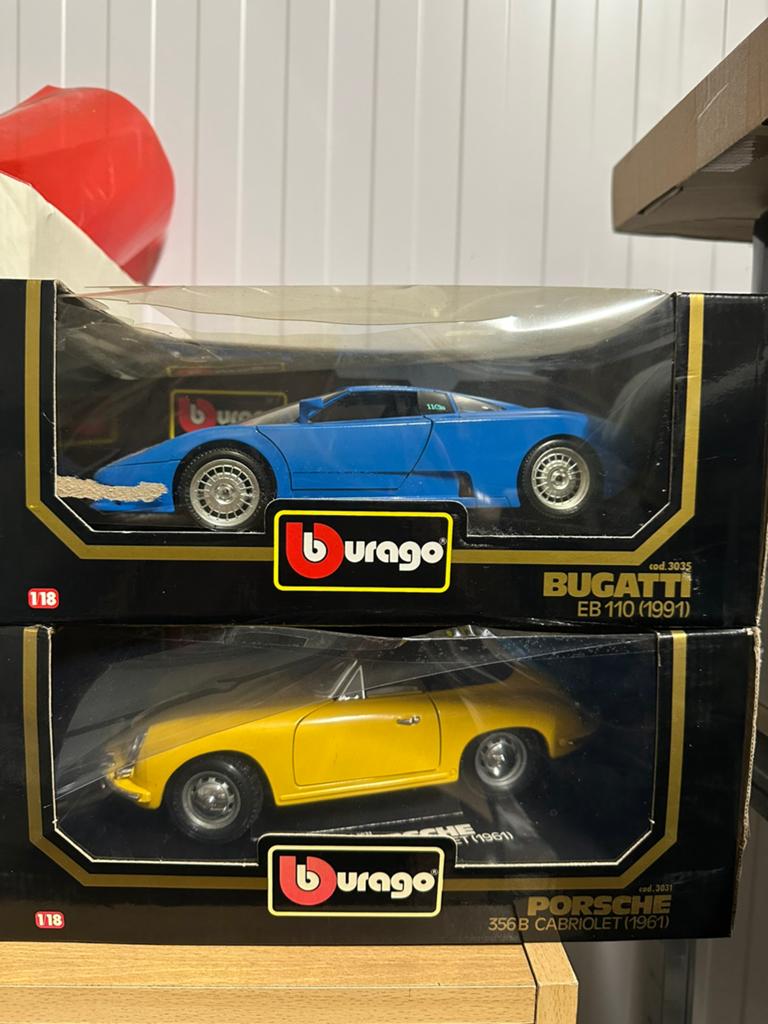 Porsche 356B & Bugatti 11GB modelauto 1:18 bburago, Ophalen of Verzenden, Zo goed als nieuw, Auto, Bburago