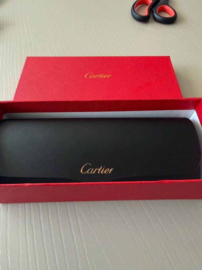 Cartier Zonnebril met bruin verkleurde diamant cut glazen, Overige merken, Gebruikt, Zonnebril, Bruin