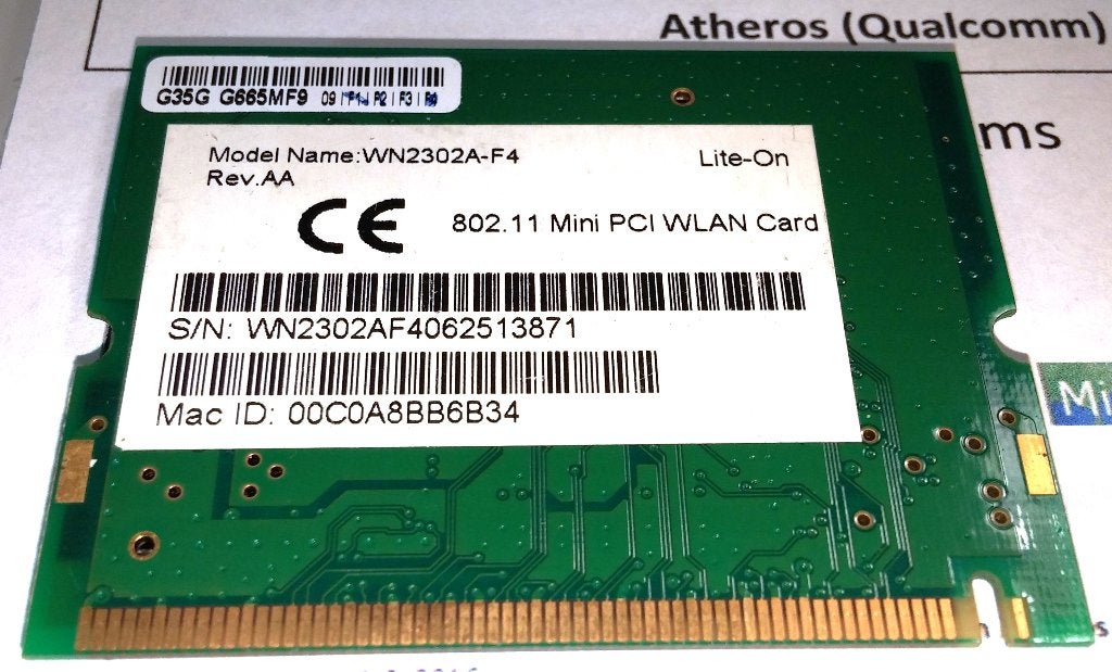 PCI netwerkkaart Lite-On WN2302A-F4 Atheros AR5005GS 54Mbps, Ophalen of Verzenden, Lite-On Atheros