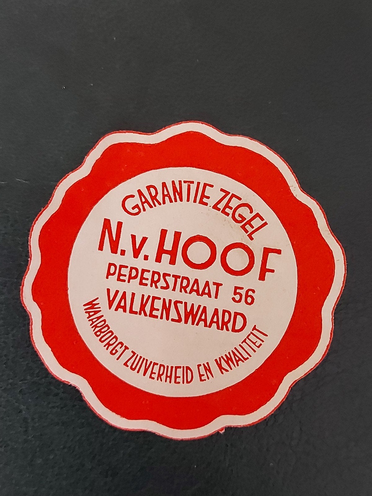 Sluitzegel N. v. Hoof Valkenswaard Garantie Zegel, Verzamelen, Merken en Reclamevoorwerpen, Verzenden