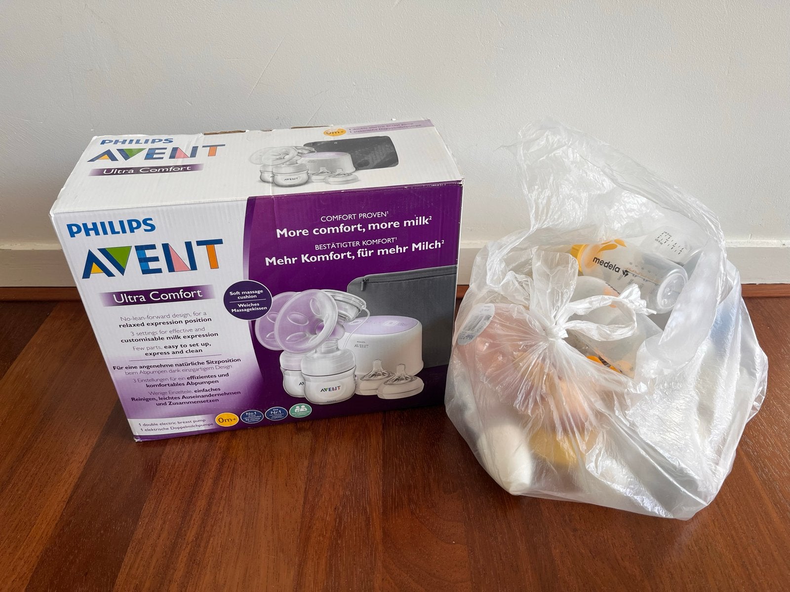 Philips Avent Ultra Comfort dubbele borstkolf met accessoire, Ophalen, Gebruikt, Dubbelzijdig, Borstkolf