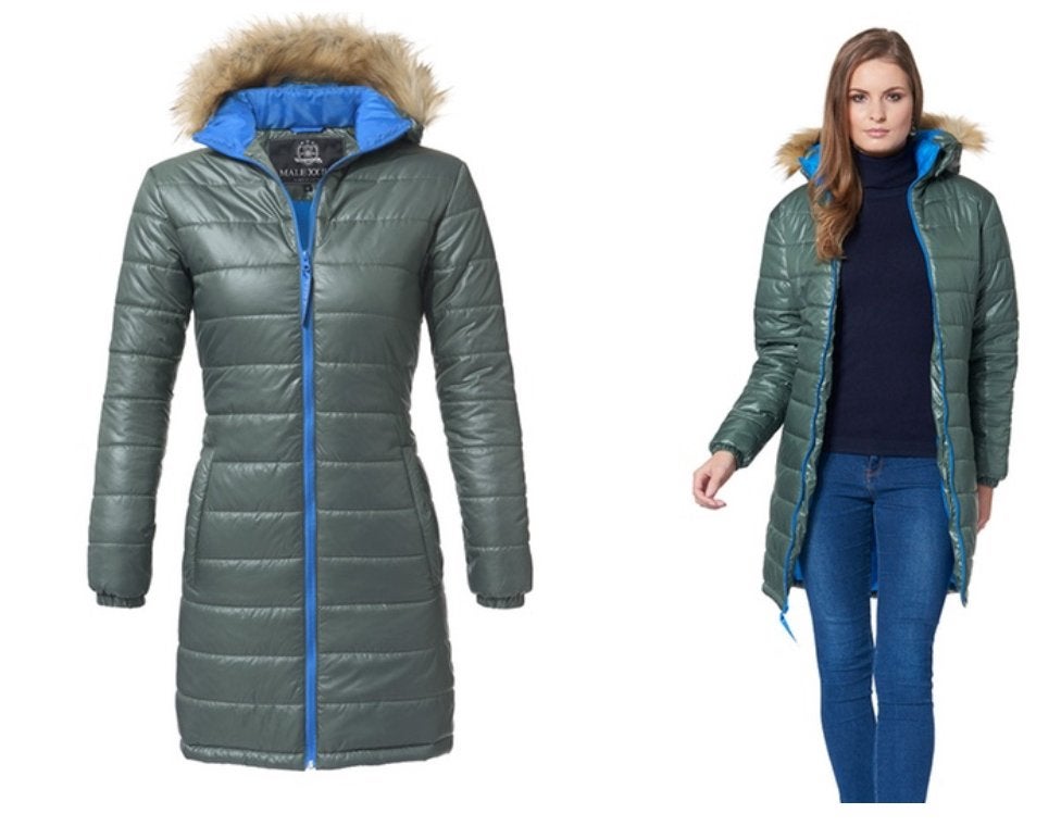 Malexxius halflange jas s mosgroen dons, Kleding | Dames, Ophalen of Verzenden, Zo goed als nieuw, X, Maat 36 (S)