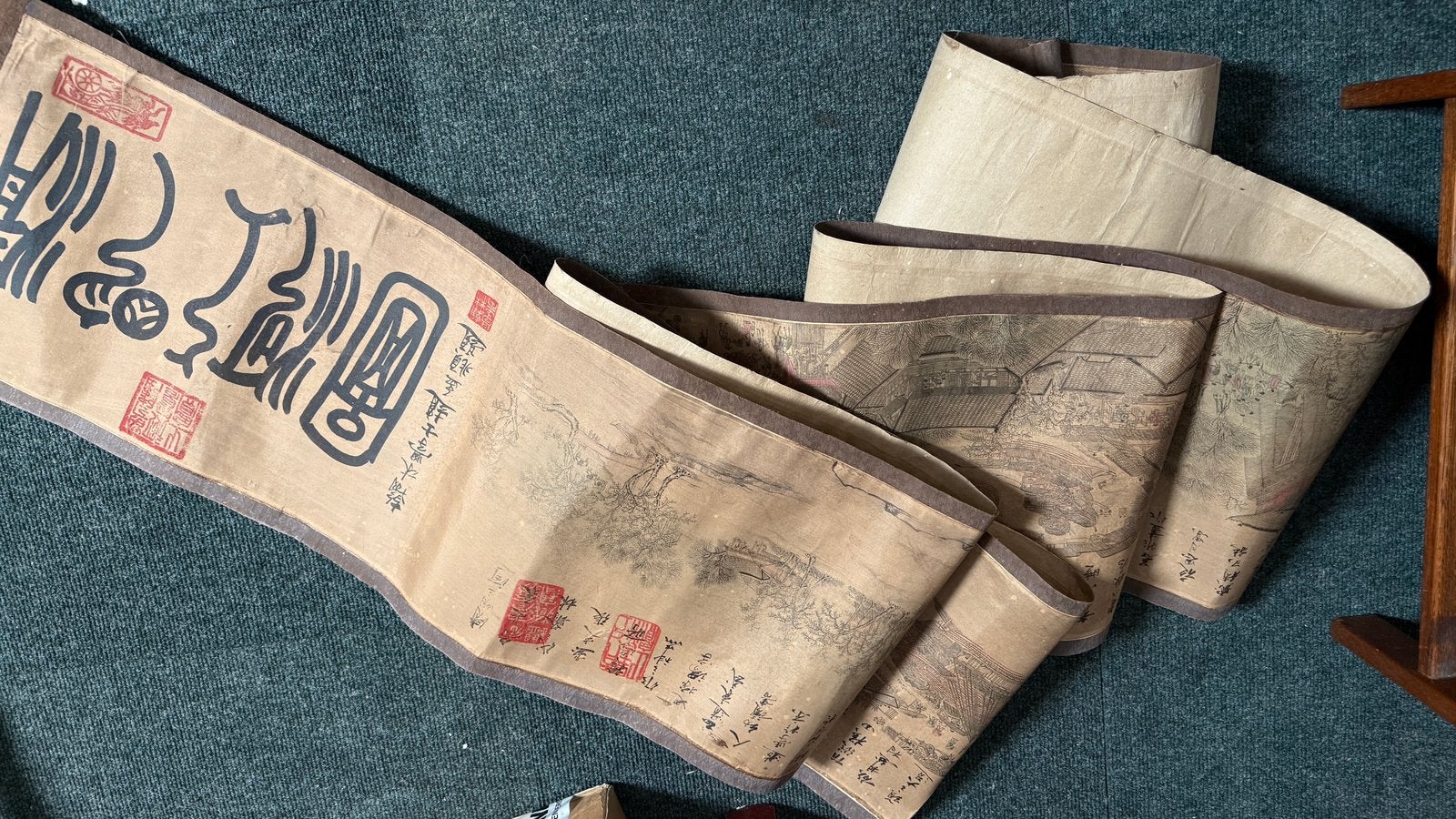 Grote Chinese handgeschilderde Qingming Shanghe Tu rol. 5 m, Ophalen of Verzenden