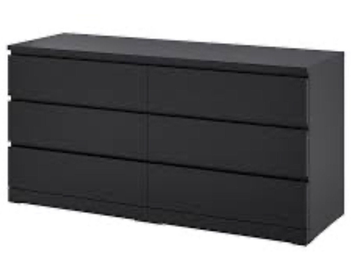 IKEA Malm ladekast met 6 laden - zwart, Ophalen, Gebruikt, 5 laden of meer, 150 tot 200 cm