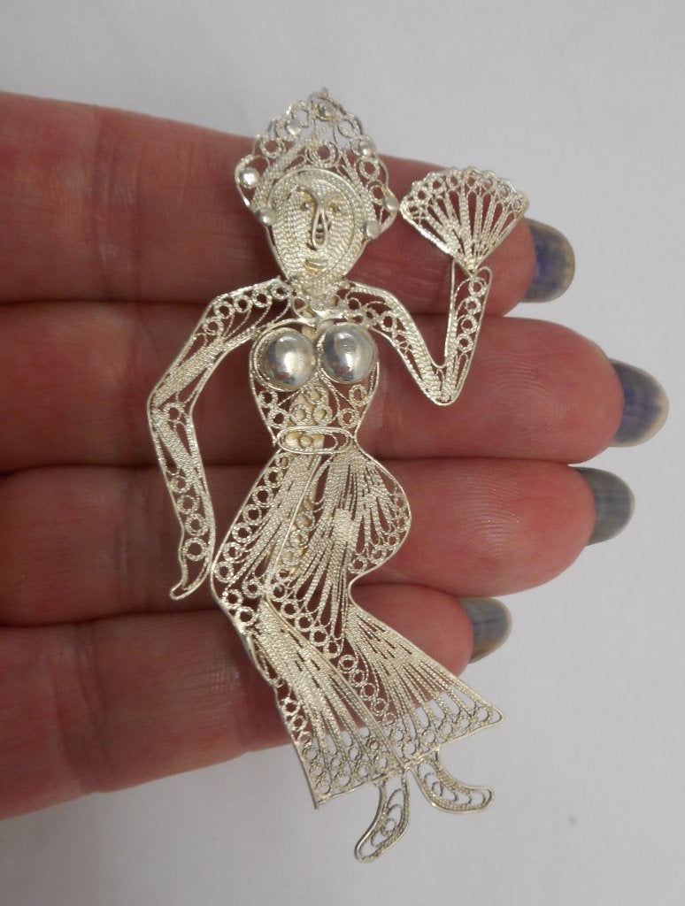 Zilveren prachtige grote filigrain broche nr.1912, 4 tot 7 cm, Verzenden, Zo goed als nieuw, Zilver