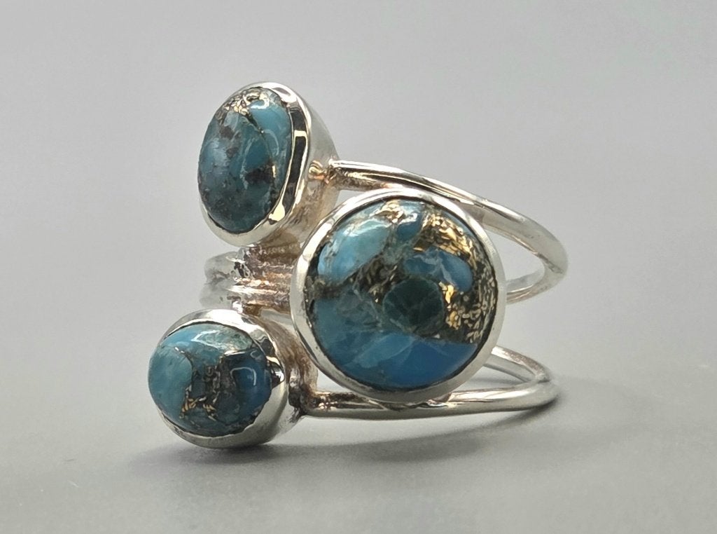 Zilveren ring met edelsteen koper turkooise. 2026/645, ., Nieuw, Ophalen of Verzenden, Met edelsteen