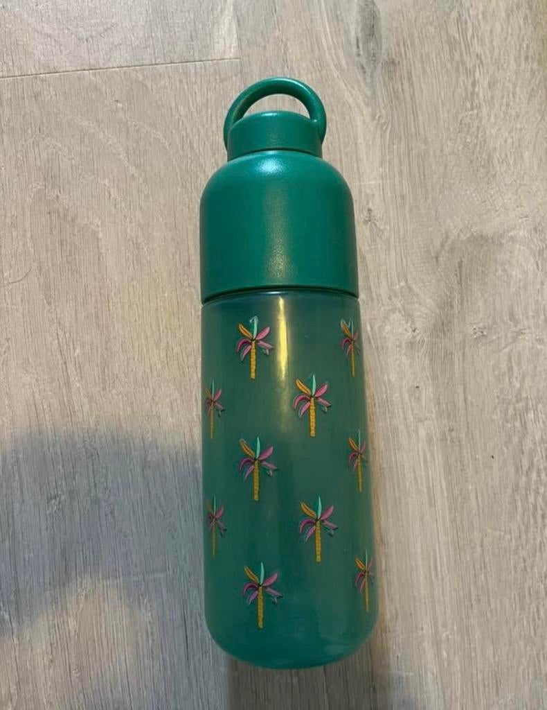 HEMA Drinkfles 750 ml met Palmbomen Print, Kunststof, Ophalen of Verzenden, Overige merken, Groen