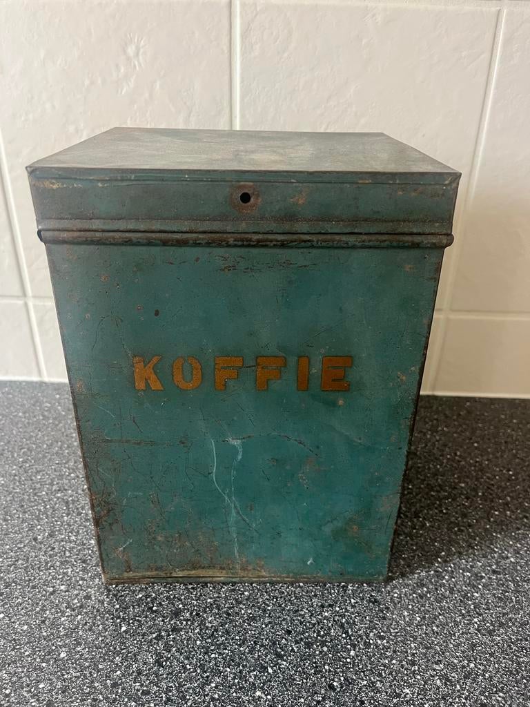 Vintage Groen Koffieblik - Authentiek en Rustiek, Antiek en Kunst, Ophalen of Verzenden