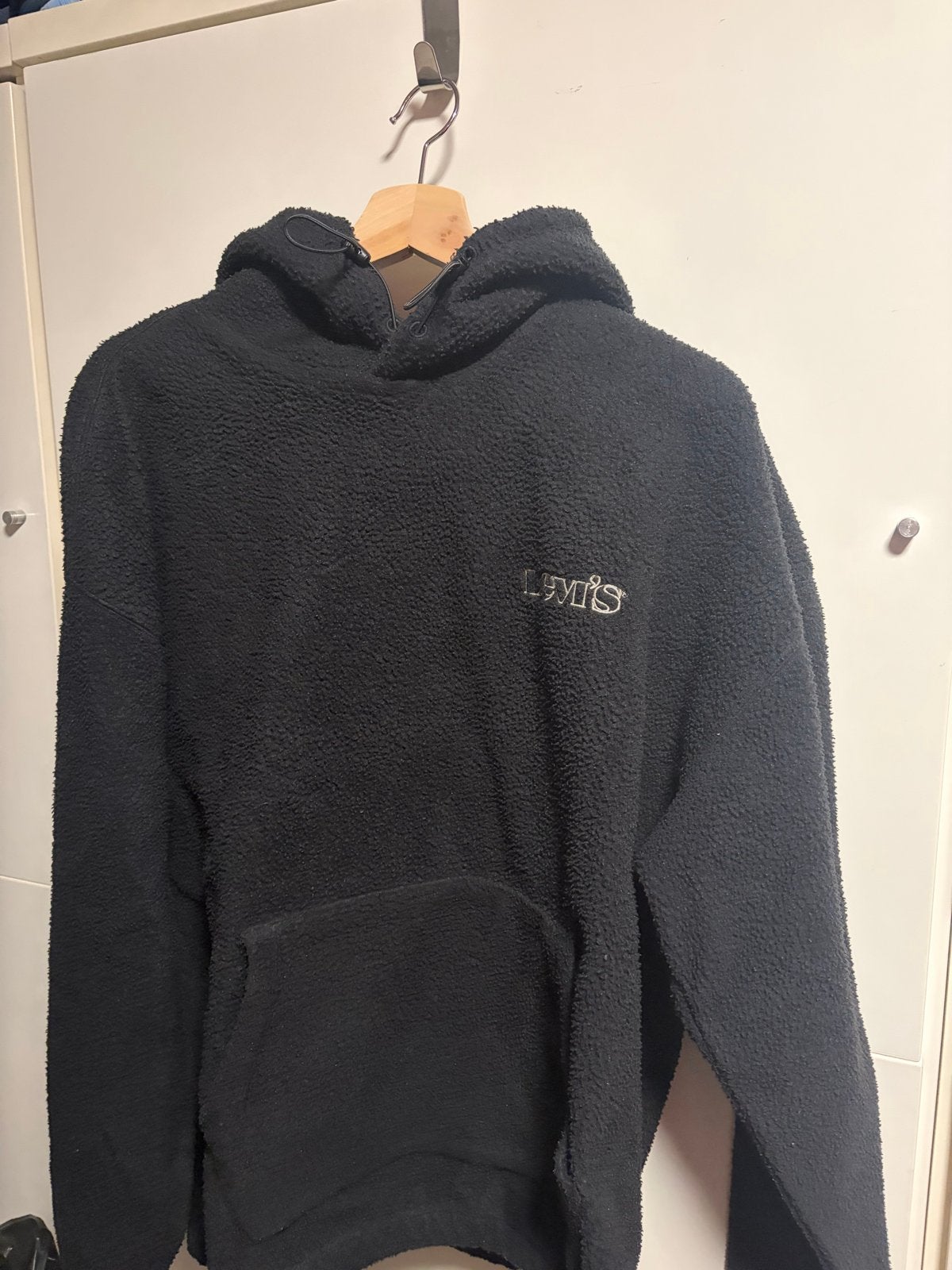 Levi's zwarte teddy hoodie - Maat L, Verzenden, Zo goed als nieuw, Maat 52/54 (L), Zwart