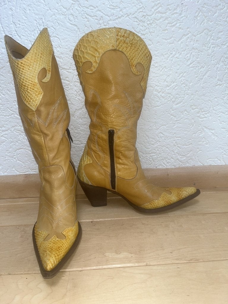 Cristiani cowboy laarzen maat 35 boots okergeel echt leer, Hoge laarzen, Cristiani, Verzenden, Geel