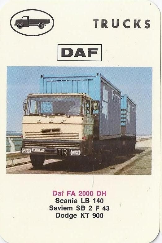 A638 autokaartje truck daf fa 2000 dh, Verzenden, Zo goed als nieuw, Auto's
