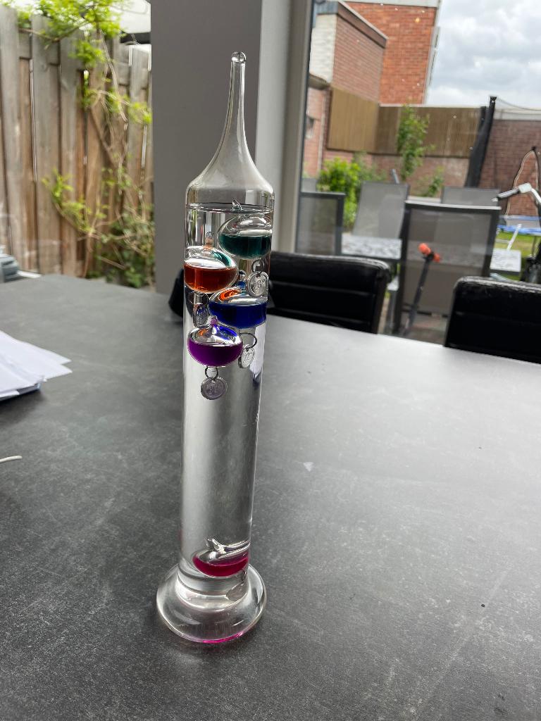 Galileo thermometer 34cm, Ophalen, Meerkleurig, Glas, Klassiek