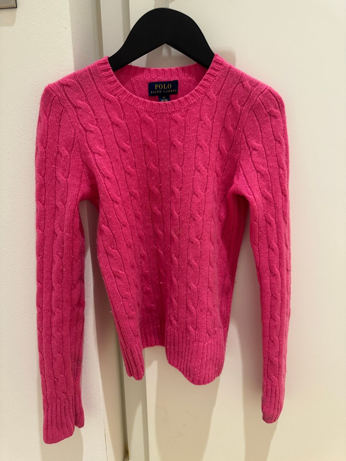 Polo Ralph Lauren Roze Cashmere Kabeltrui Maat M, Ophalen of Verzenden, Gebruikt, Meisje, Trui of Vest