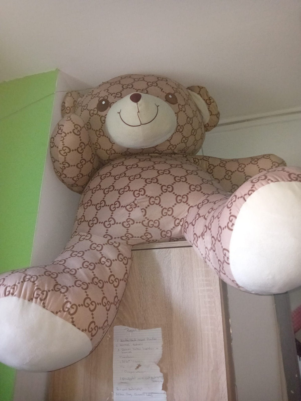Grote Gucci-stijl Teddybeer Knuffel - Zo goed als nieuw, Ophalen of Verzenden, Zo goed als nieuw, Beer