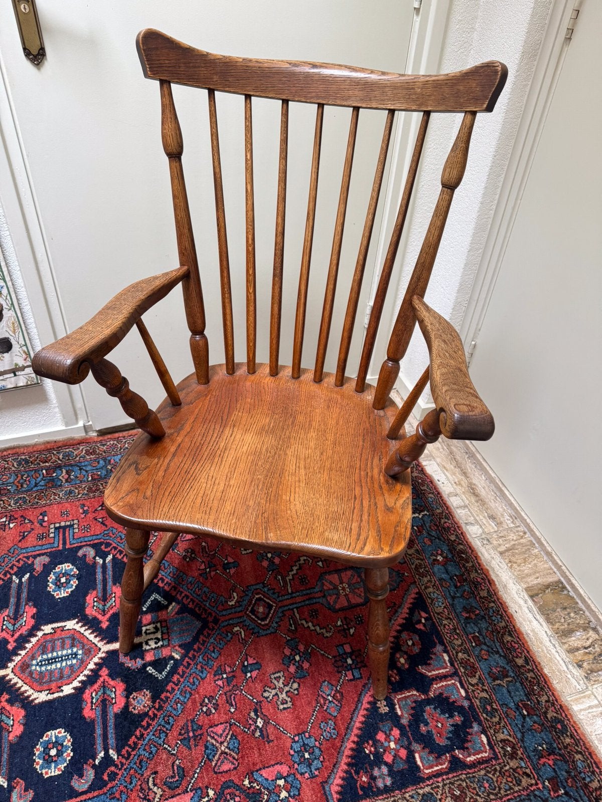 Zes stuk comfortabele spijlenstoelen met armleuningen eiken, Ophalen of Verzenden
