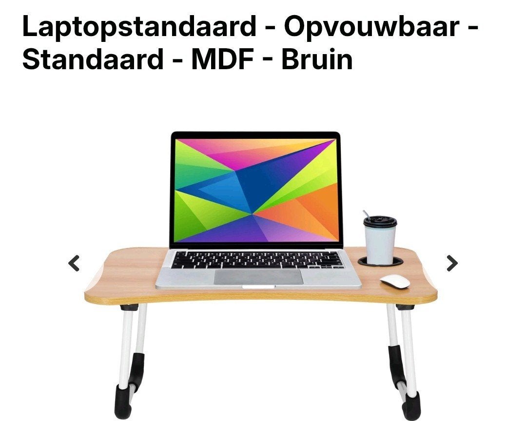 Opvouwbaar Laptopstandaard - MDF - Bruin, Ophalen of Verzenden, Nieuw, Springos