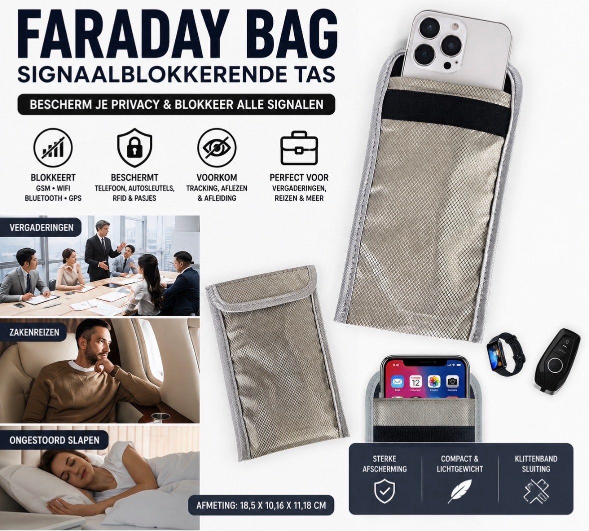 Faraday Bag - Signaalblokkerende Tas, Verzenden, Nieuw, Bescherming, Universeel