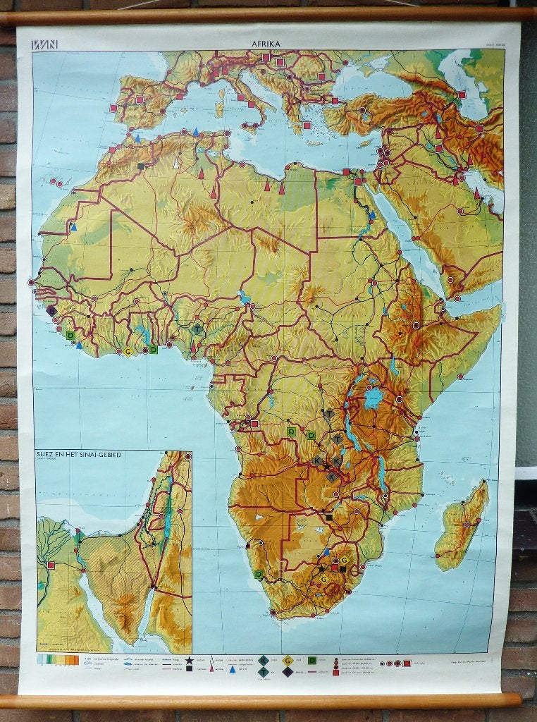Mooie oude schoolkaart van van Afrika, Antiek en Kunst, Antiek | Schoolplaten, Ophalen of Verzenden, Aardrijkskunde