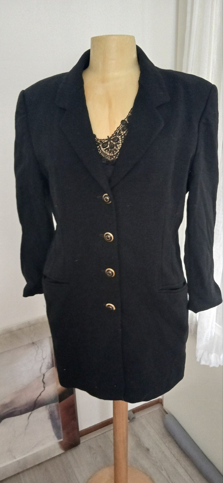 ESCADA zwart  vintage jasje  mt 40 goudkl knopen, Kleding | Dames, Maat 38/40 (M), Verzenden, Zwart, ESCADA